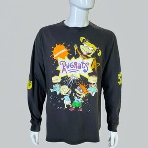 Nickelodeon Rugrats Naturally Sun Faded Black Distressed Long Sleeve Tee